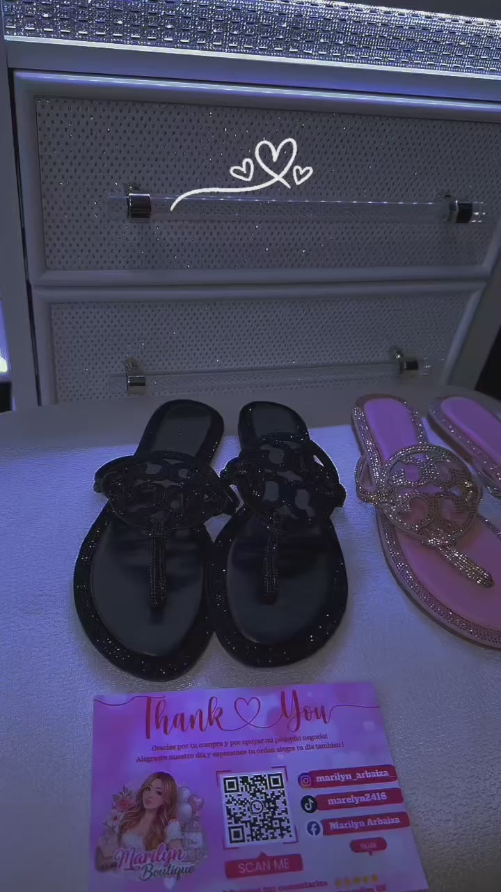 Sandalias estilo Tory Burch Miller Crystal 💕